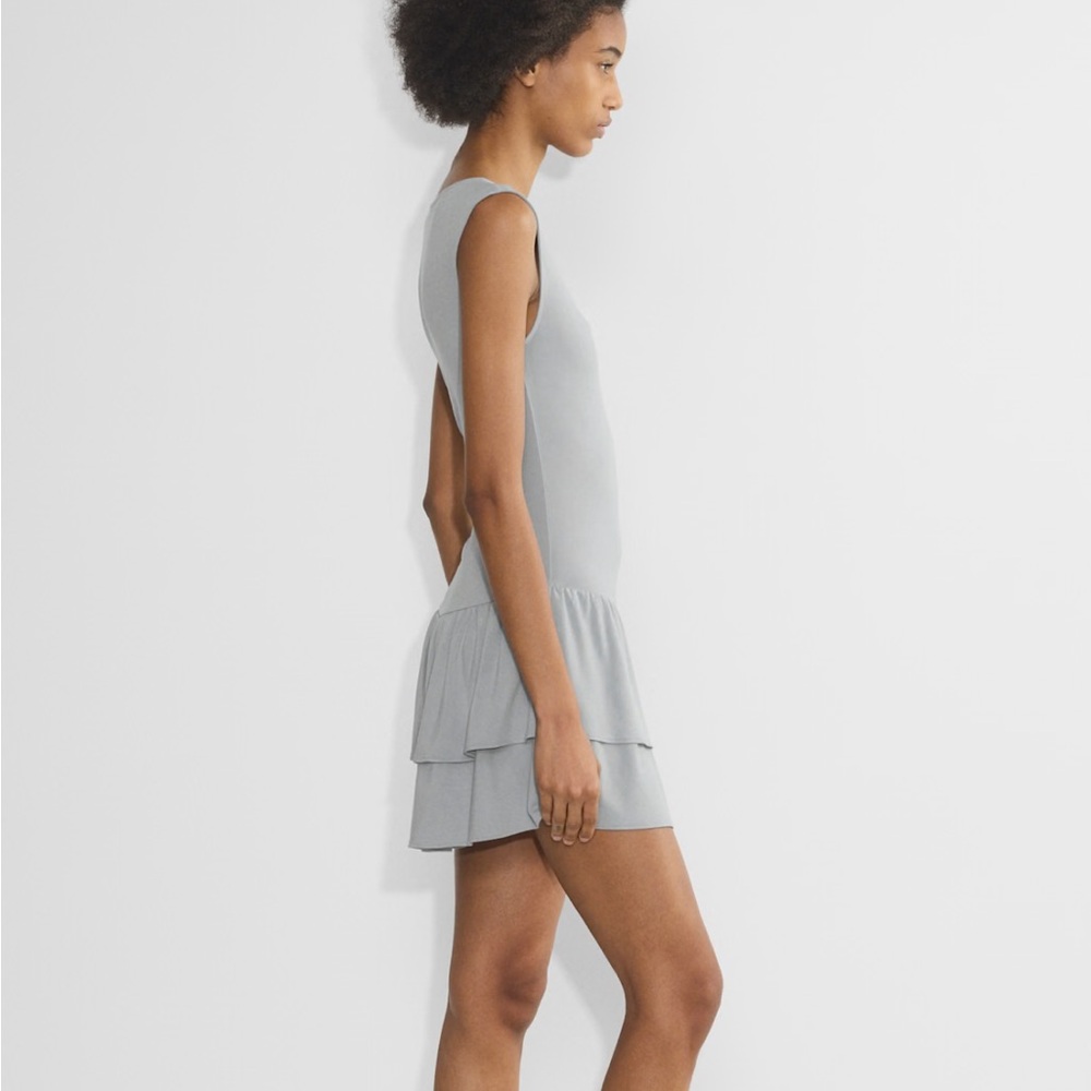 Aritzia Light Gray Ruffle Mini Dress - Picture 6 of 8